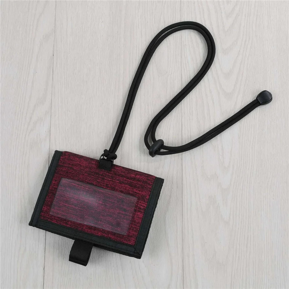 JEMINAL 32139 Canvas Neck Strap ID Card Holder Badge Holder Adjustable Lanyard - Wine Red - 6