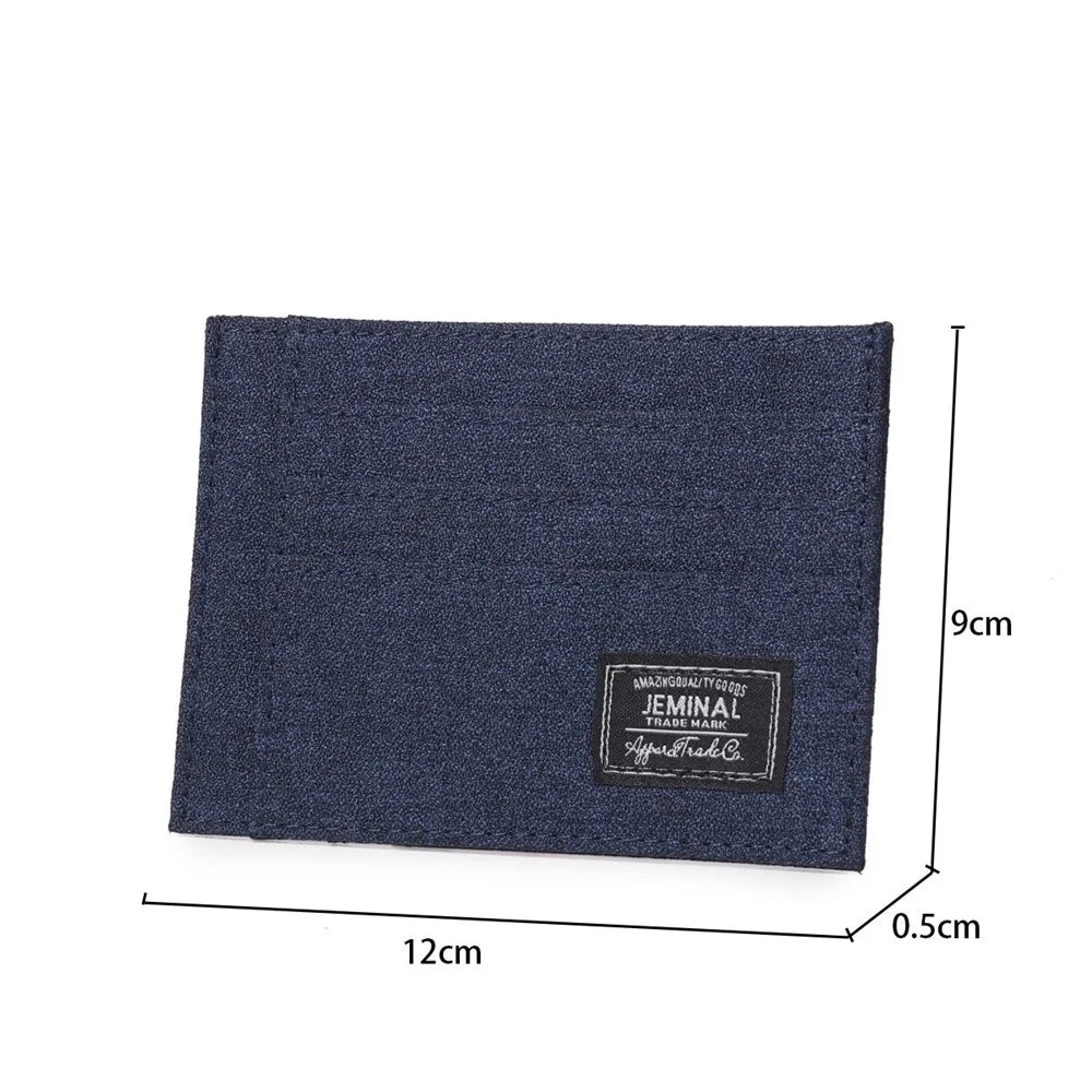 JEMINAL 31811# Men Canvas Ultra Slim ID Card Organizer Bag Minimalist Credit Card Holder - Dark Blue - 7
