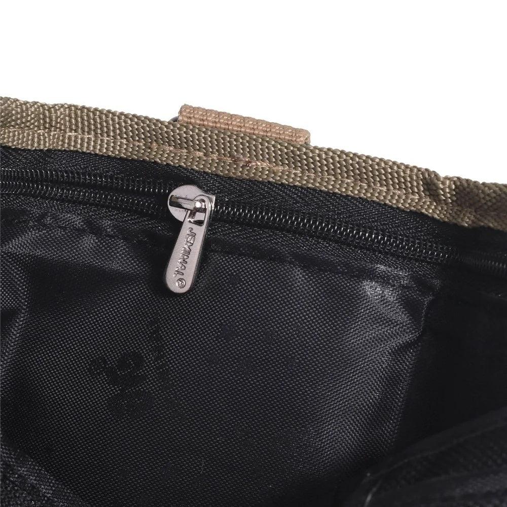 JEMINAL 21511# Men Trifold Wallet Magic Tape Closure Canvas Coin Purse Card Holder with Belt Ring - Black - 5
