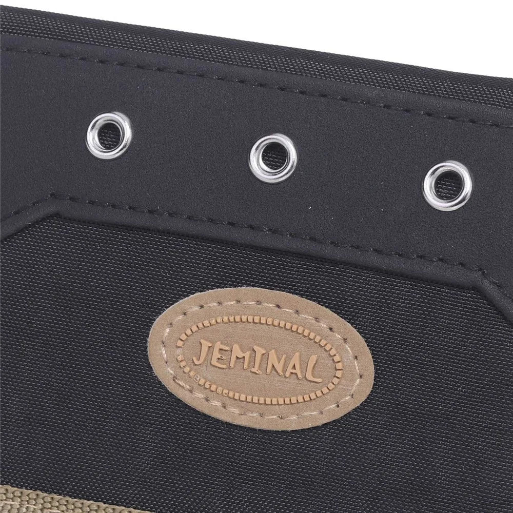 JEMINAL 21511# Men Trifold Wallet Magic Tape Closure Canvas Coin Purse Card Holder with Belt Ring - Black - 6