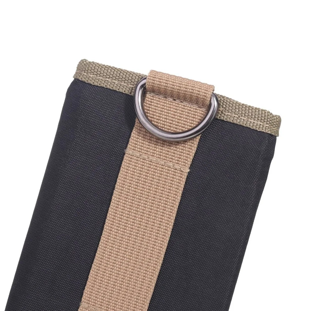 JEMINAL 21511# Men Trifold Wallet Magic Tape Closure Canvas Coin Purse Card Holder with Belt Ring - Black - 7