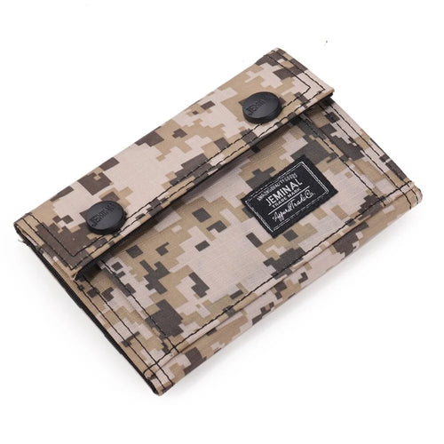 JEMINAL 1312# Casual Camouflage Bi-fold Purse Card Holder Snap Buttons Canvas Short Wallet - Khaki - 1
