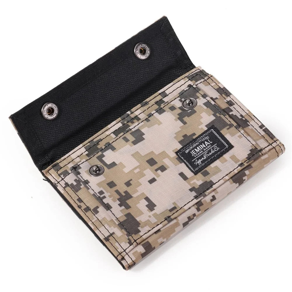 JEMINAL 1312# Casual Camouflage Bi-fold Purse Card Holder Snap Buttons Canvas Short Wallet - Khaki - 2