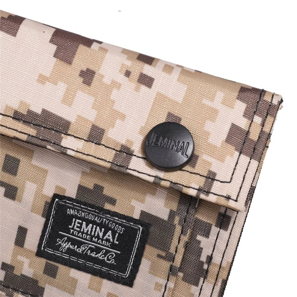 JEMINAL 1312# Casual Camouflage Bi-fold Purse Card Holder Snap Buttons Canvas Short Wallet - Khaki - 6