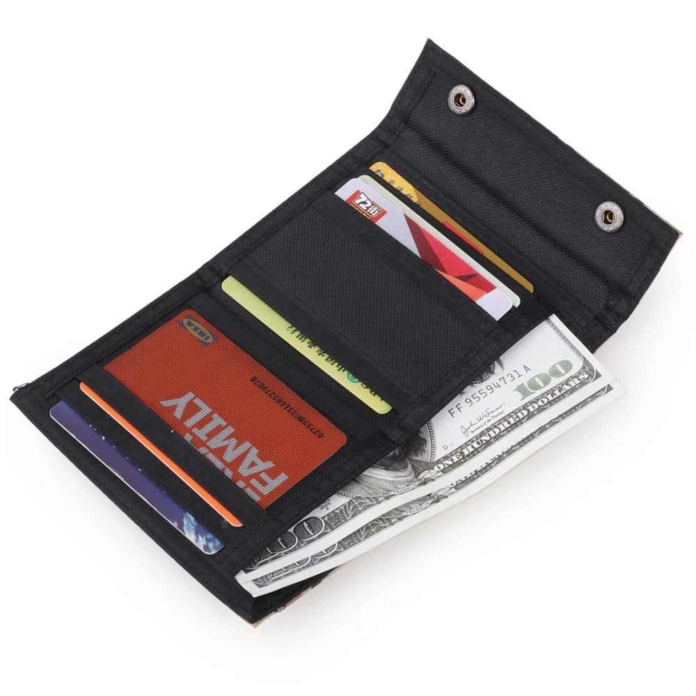 JEMINAL 1312# Casual Camouflage Bi-fold Purse Card Holder Snap Buttons Canvas Short Wallet - Khaki - 7