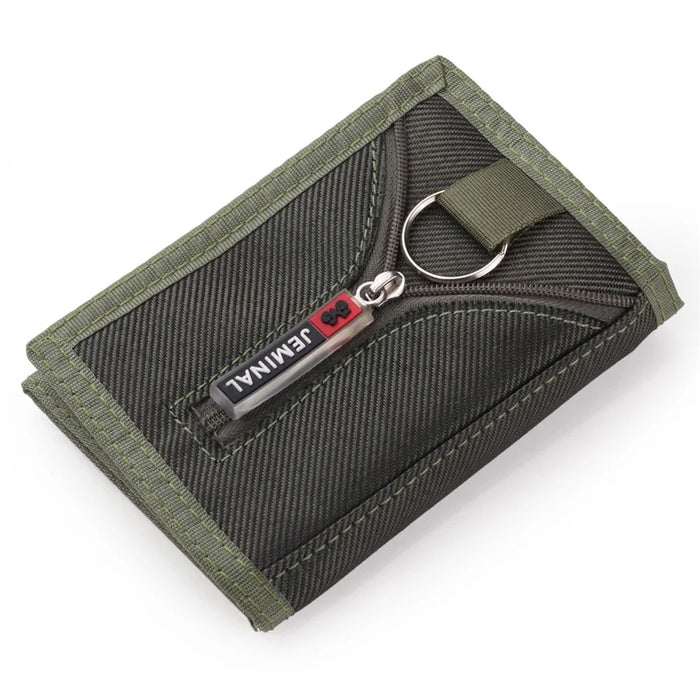 JEMINAL 1420 Solid Color Stitching Nylon Wallet Student Tri-fold Wallet Coin Purse Cards Holder - Green - 1