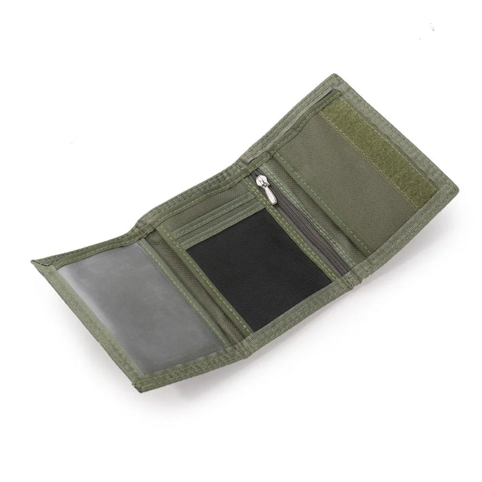 JEMINAL 1420 Solid Color Stitching Nylon Wallet Student Tri-fold Wallet Coin Purse Cards Holder - Green - 4
