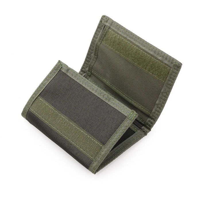 JEMINAL 1420 Solid Color Stitching Nylon Wallet Student Tri-fold Wallet Coin Purse Cards Holder - Green - 5