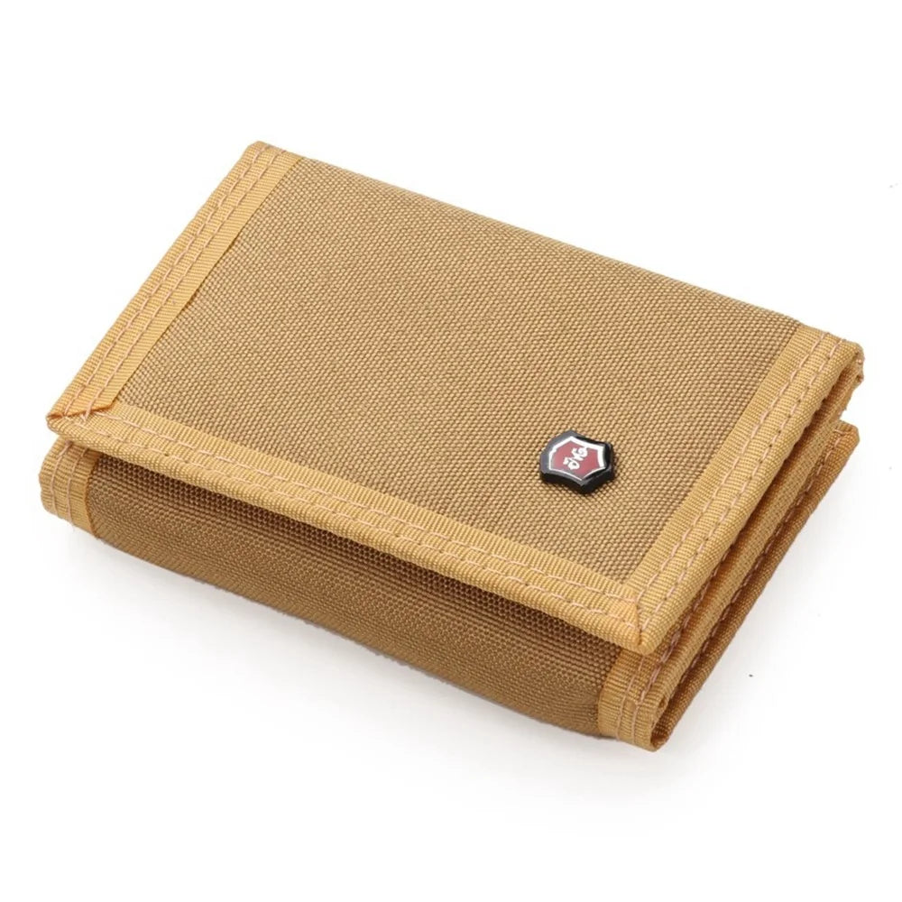 JEMINAL 507 Men's Trifold Wear-resistant Canvas Wallets Cash Money Coin Pouch Card Bag - Khaki - 3