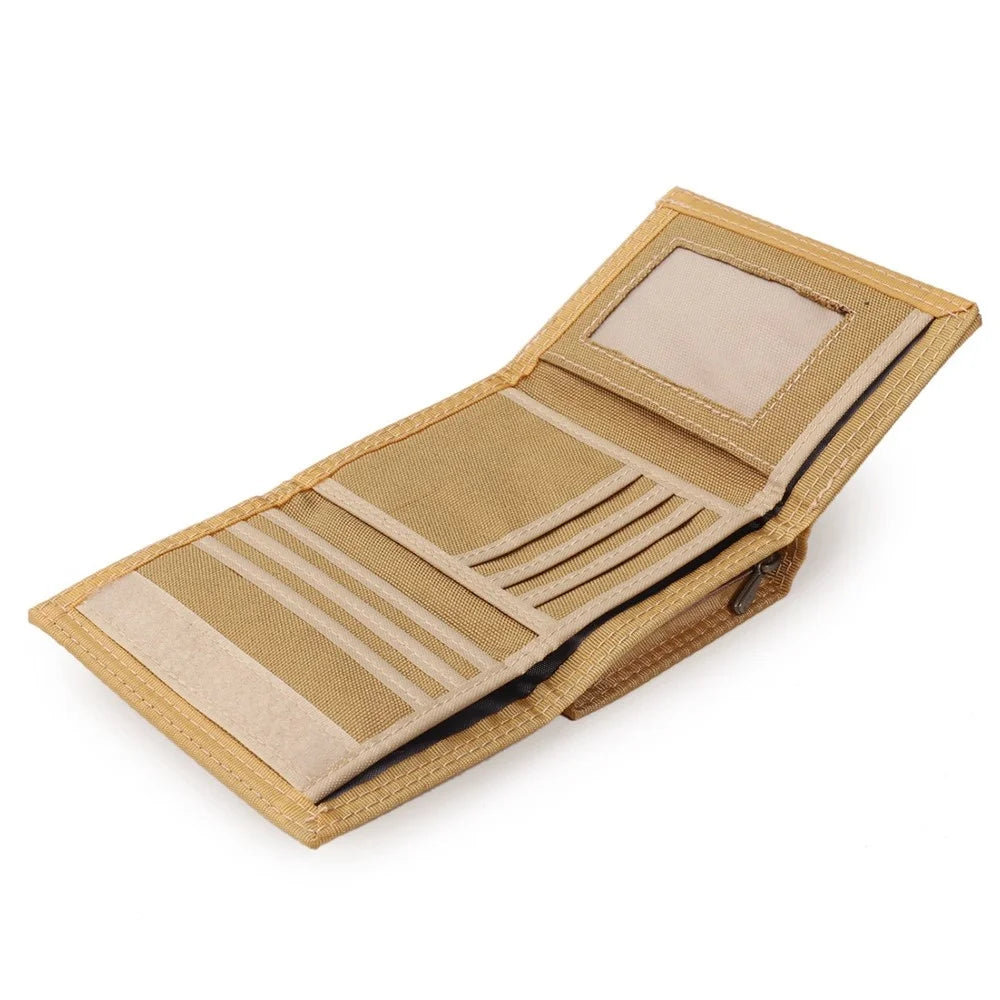 JEMINAL 507 Men's Trifold Wear-resistant Canvas Wallets Cash Money Coin Pouch Card Bag - Khaki - 6