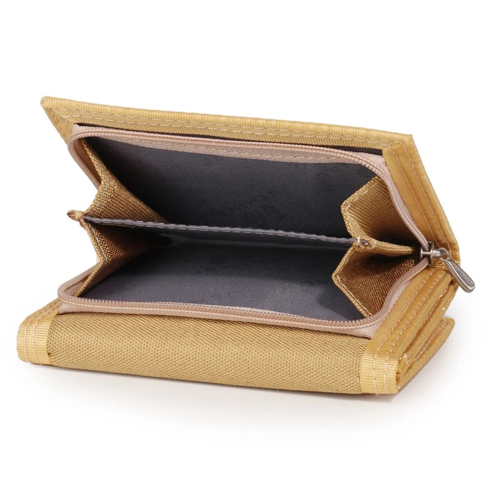 JEMINAL 507 Men's Trifold Wear-resistant Canvas Wallets Cash Money Coin Pouch Card Bag - Khaki - 7
