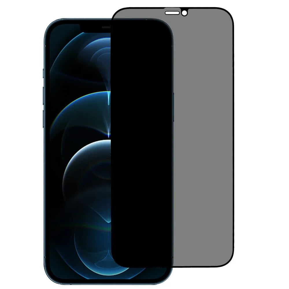 Full Glue Anti-spy Screen Protector for iPhone 12 Pro Max 6.7 inch, High Aluminium-silicon Glass Silk Printing Full Cover Film - 1