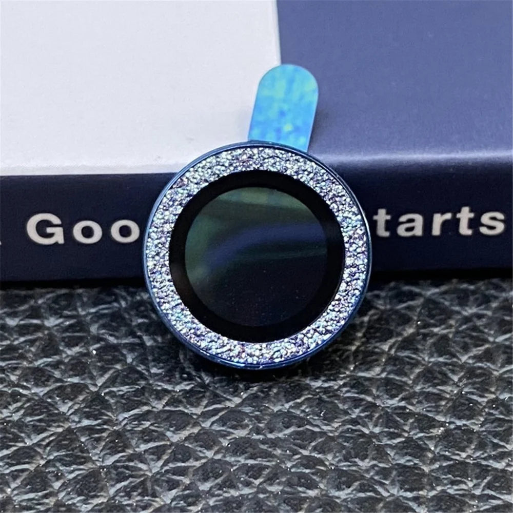 For iPhone 13 Pro Max 6.7 inch / 13 Pro 6.1 inch 3Pcs / Set Glitter Ring Design Camera Lens Protector Anti-scratch Anti-fingerprint Tempered Glass Film - Blue - 2