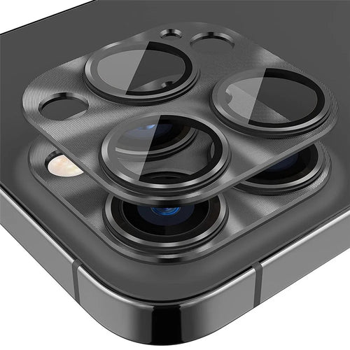 HAT PRINCE ENKAY For iPhone 14 Pro 6.1 inch / 14 Pro Max 6.7 inch Camera Lens Protector Aluminum Alloy + Tempered Glass Full Cover HD Clear Anti-scratch One-Piece Lens Film - Black - 1