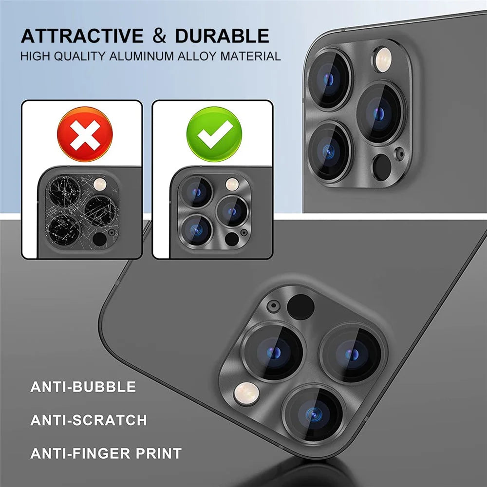 HAT PRINCE ENKAY For iPhone 14 Pro 6.1 inch / 14 Pro Max 6.7 inch Camera Lens Protector Aluminum Alloy + Tempered Glass Full Cover HD Clear Anti-scratch One-Piece Lens Film - Black - 3