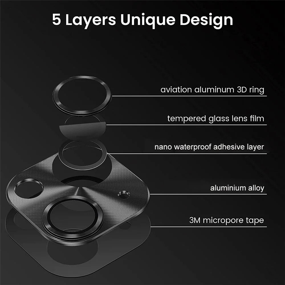 ENKAY HAT PRINCE For iPhone 14 6.1 inch / 14 Plus Full Cover Camera Lens Protector Aluminum Alloy + Tempered Glass Integrated Film - Black - 2