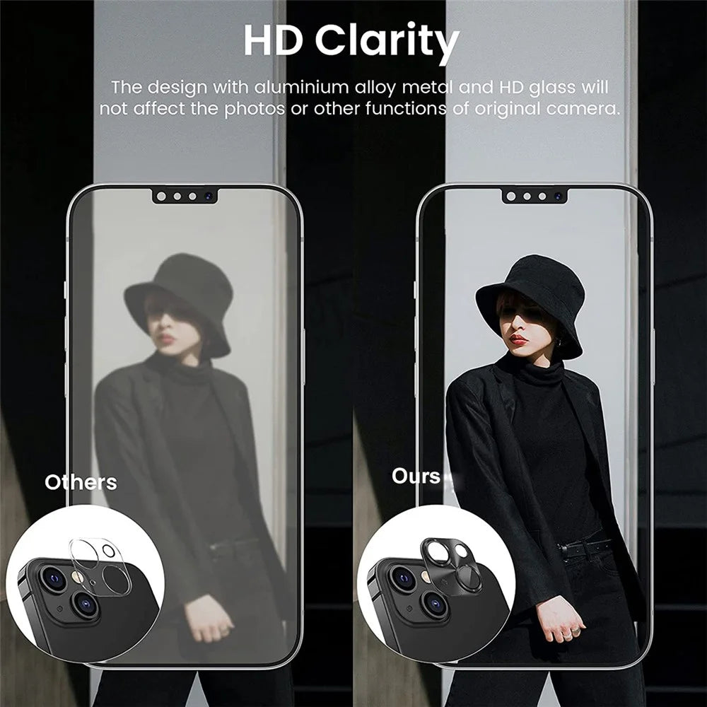 ENKAY HAT PRINCE For iPhone 14 6.1 inch / 14 Plus Full Cover Camera Lens Protector Aluminum Alloy + Tempered Glass Integrated Film - Black - 3