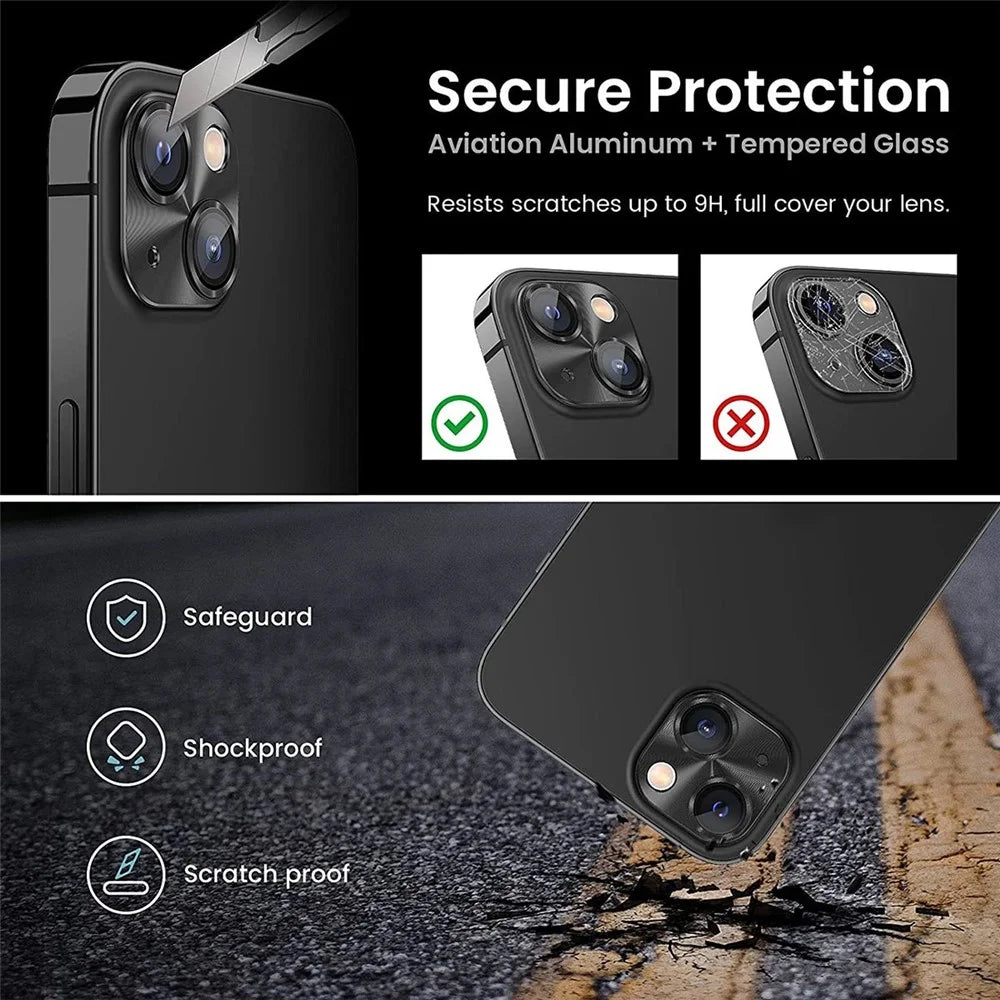 ENKAY HAT PRINCE For iPhone 14 6.1 inch / 14 Plus Full Cover Camera Lens Protector Aluminum Alloy + Tempered Glass Integrated Film - Black - 4