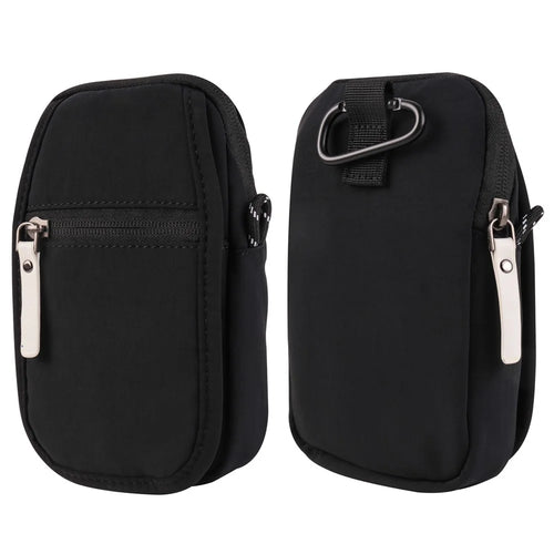 Mobile Phone Shoulder Bag for 7.2-inch Cell Phones Universal Zippered Waist Pouch with Shoulder Strap - Black - 1