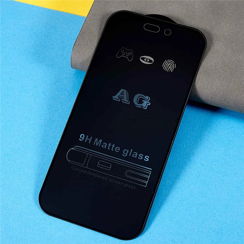 For iPhone 14 Pro 6.1 inch Matte Tempered Glass Screen Protector Full Cover Silk Printing Full Glue Fingerprint-free Film - 3