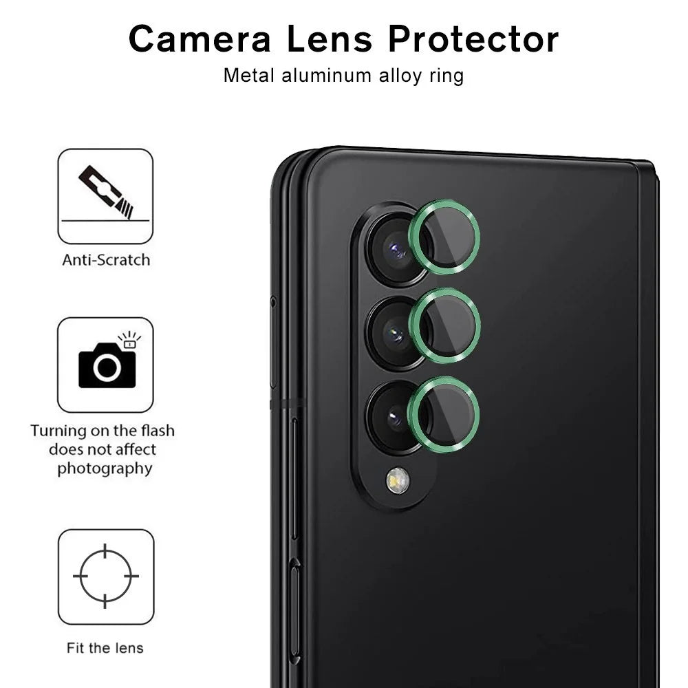HAT PRINCE ENKAY For Samsung Galaxy Z Fold4 5G 1 Set Camera Lens Protector Tempered Glass Aluminum Alloy Ring HD Clear Lens Film - Green - 2