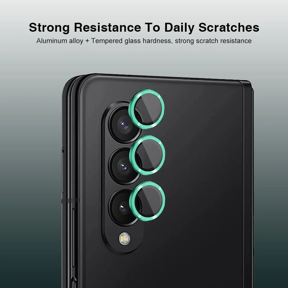 HAT PRINCE ENKAY For Samsung Galaxy Z Fold4 5G 1 Set Camera Lens Protector Tempered Glass Aluminum Alloy Ring HD Clear Lens Film - Green - 4