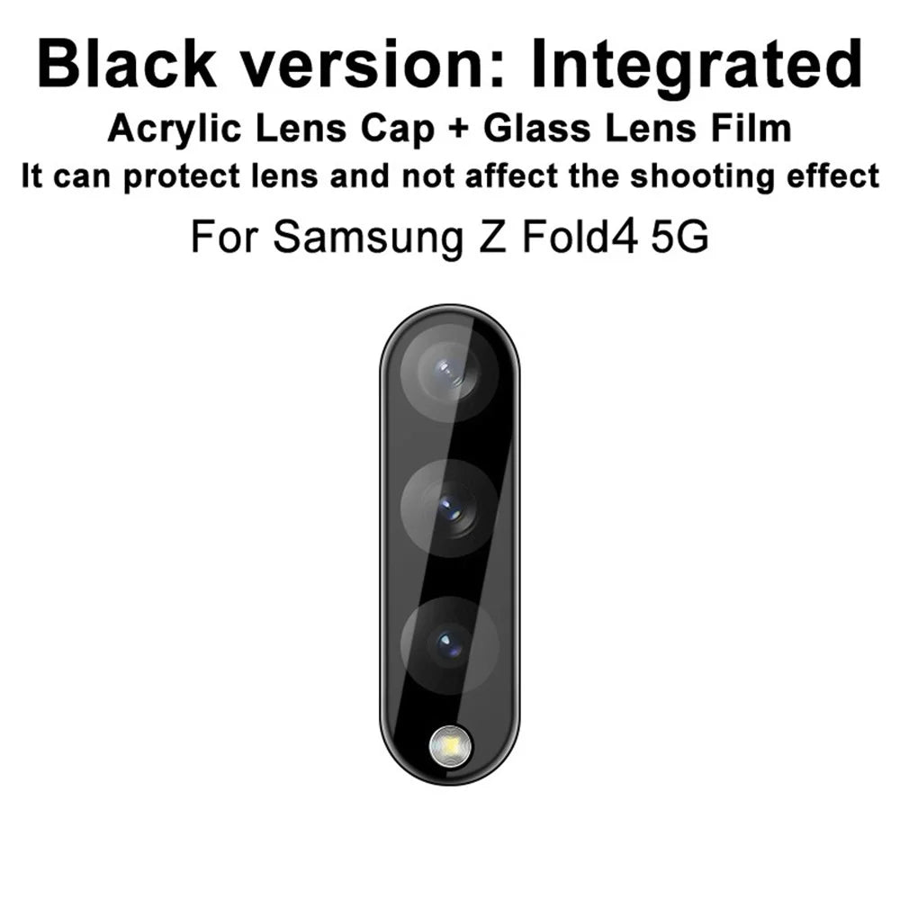 IMAK Camera Lens Protector for Samsung Galaxy Z Fold4 5G, Tempered Glass Anti-Scratch Integrated Lens Film + Acrylic Lens Cap (Black Version) - 3