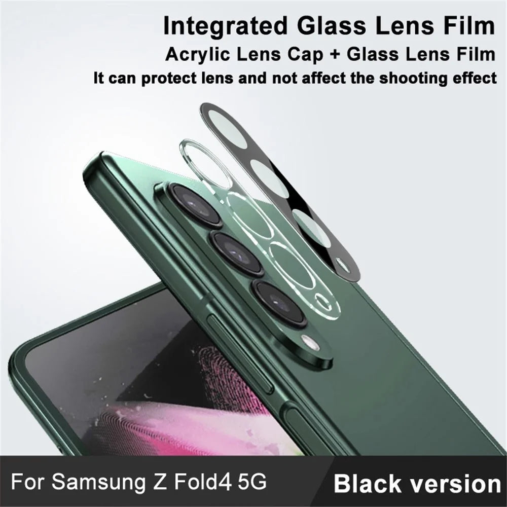 IMAK Camera Lens Protector for Samsung Galaxy Z Fold4 5G, Tempered Glass Anti-Scratch Integrated Lens Film + Acrylic Lens Cap (Black Version) - 4