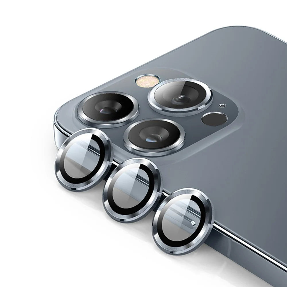 ENKAY HAT PRINCE For iPhone 14 Pro 6.1 inch / 14 Pro Max 6.7 inch 1 Set Camera Lens Film Ultra Clear Tempered Glass Aluminum Alloy Ring Lens Protector - Grey - 1