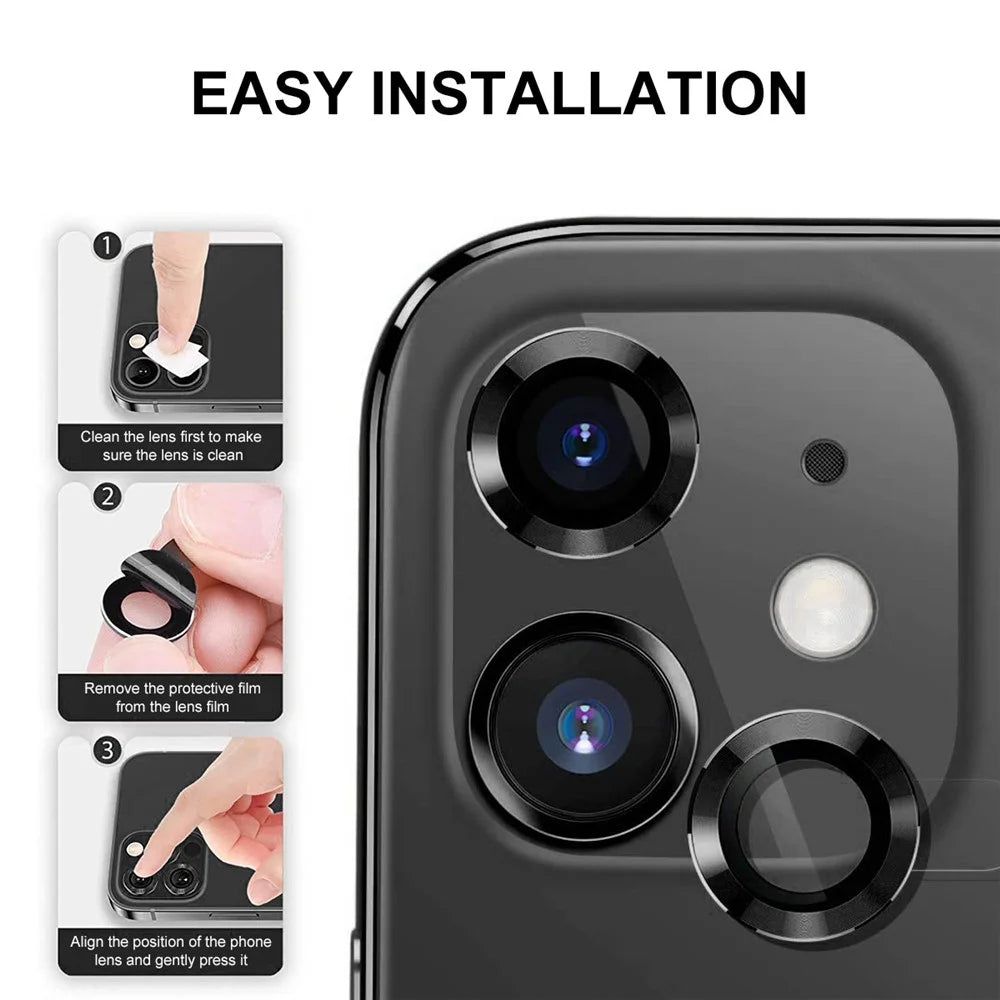 ENKAY HAT PRINCE For iPhone 14 6.1 inch / 14 Plus 1 Set Camera Lens Protector HD Anti-explosion Tempered Glass Aluminum Alloy Ring Film - Black - 6