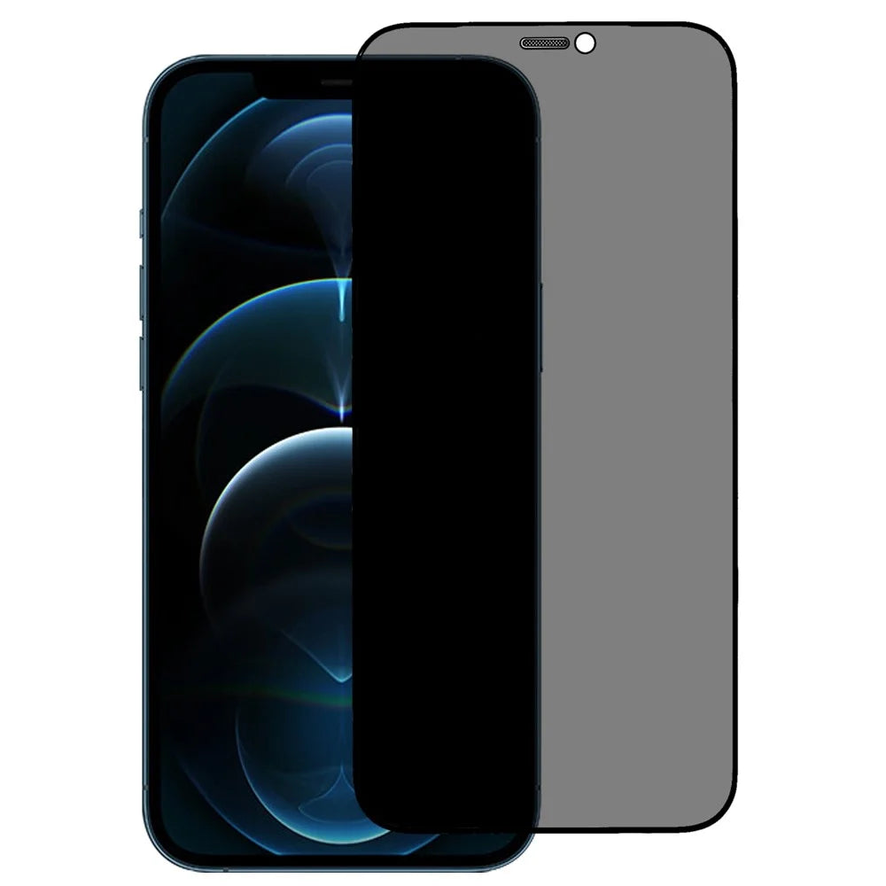For iPhone 12 Pro Max 6.7 inch High Aluminium-silicon Glass Privacy Screen Protector Silk Printing Full Cover Full Glue Anti-static Dust-proof Film with Auto Alignment Tool - 1