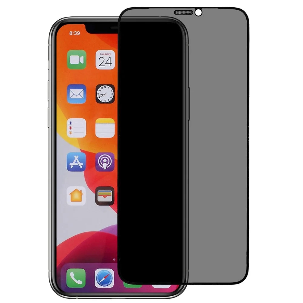 For iPhone 11 Pro Max / XS Max 6.5 inch Silk Printing Privacy Screen Protector High Aluminium-silicon Glass Full Cover Full Glue Anti-static Film with Dust-proof Net - 1