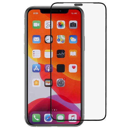 For iPhone 11 Pro Max / XS Max 6.5 inch 9H High Aluminum-silicon Glass Screen Protector Silk Printing Edge Anti-static Full Cover Ultra Clear Film with Dust-proof Net - 1