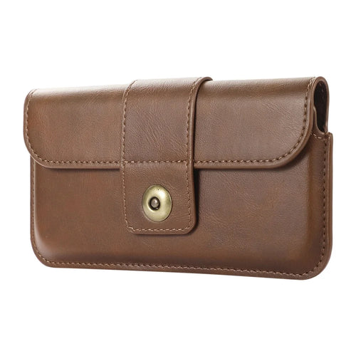 Crazy Horse PU Leather Waist Pouch for 5.2-6.1-inch Cell Phones Universal Belt Phone Bag - Brown - 1