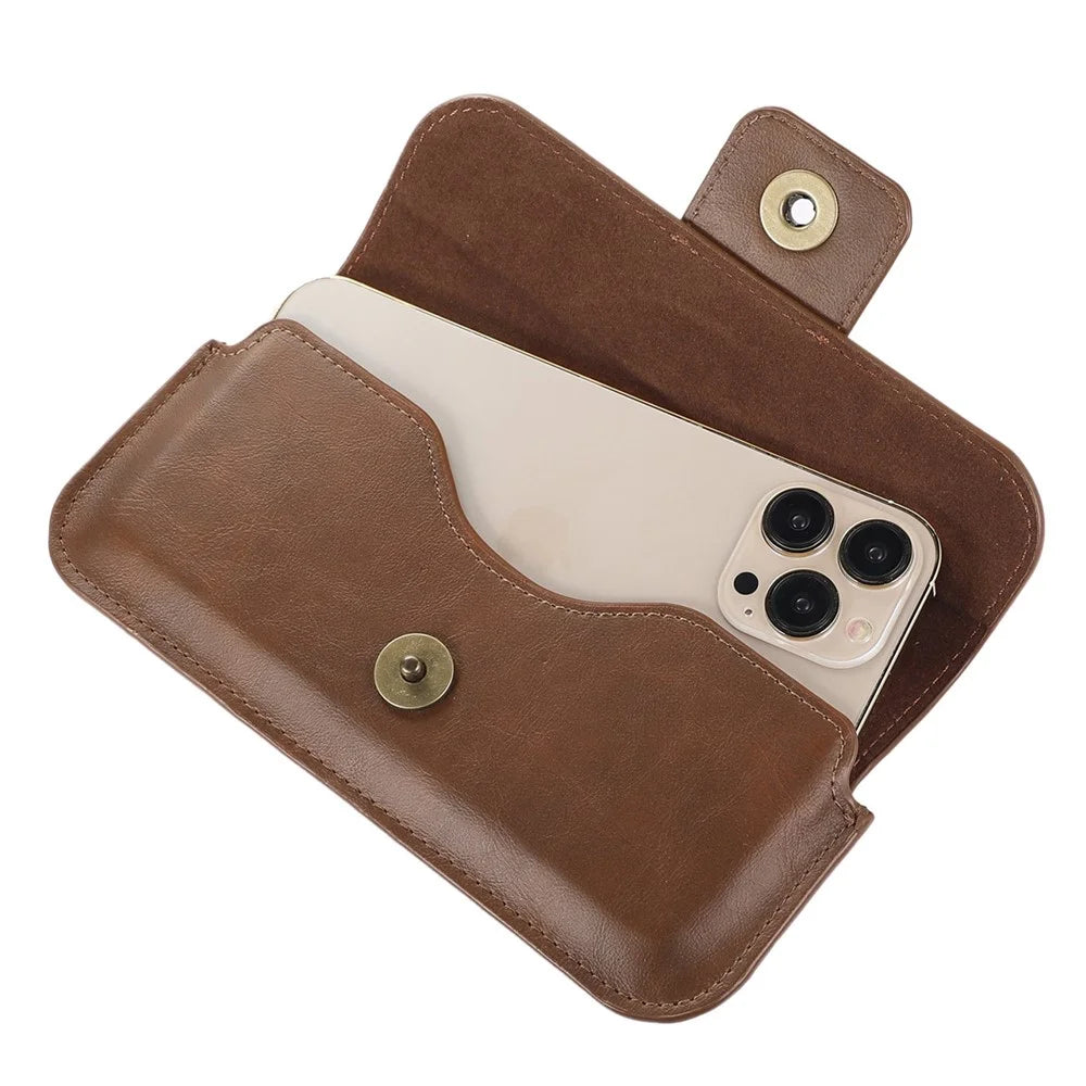 Crazy Horse PU Leather Waist Pouch for 5.2-6.1-inch Cell Phones Universal Belt Phone Bag - Brown - 4