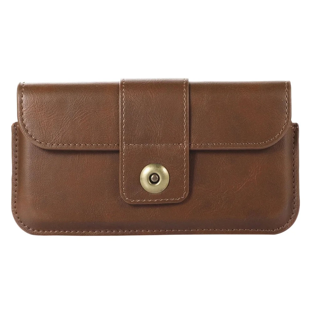 Crazy Horse PU Leather Waist Pouch for 5.2-6.1-inch Cell Phones Universal Belt Phone Bag - Brown - 5