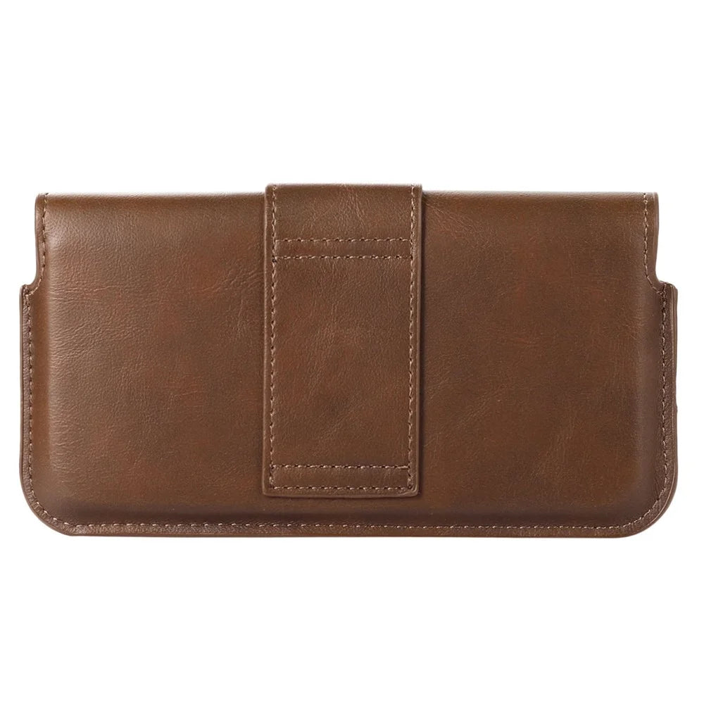 Crazy Horse PU Leather Waist Pouch for 5.2-6.1-inch Cell Phones Universal Belt Phone Bag - Brown - 6
