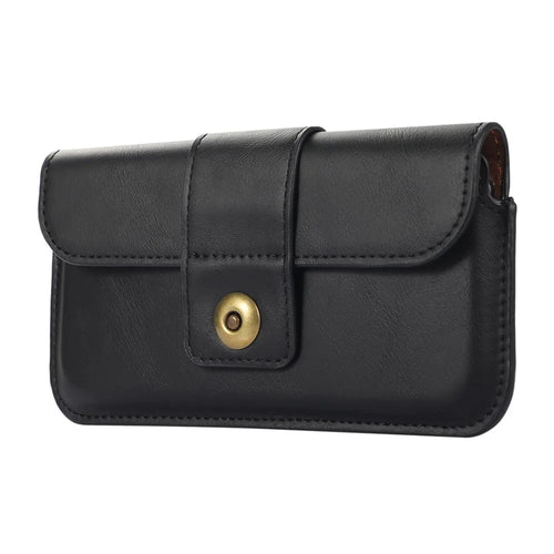 Anti-Scratch Waist Bag for 7.2-inch Mobile Phones Universal Crazy Horse Texture PU Leather Belt Phone Pouch - Black - 1