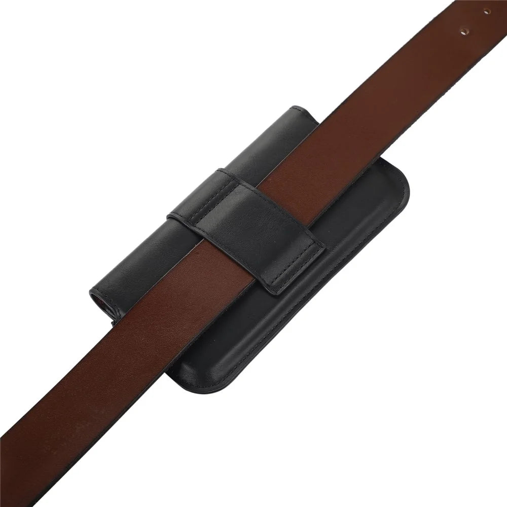 Anti-Scratch Waist Bag for 7.2-inch Mobile Phones Universal Crazy Horse Texture PU Leather Belt Phone Pouch - Black - 3