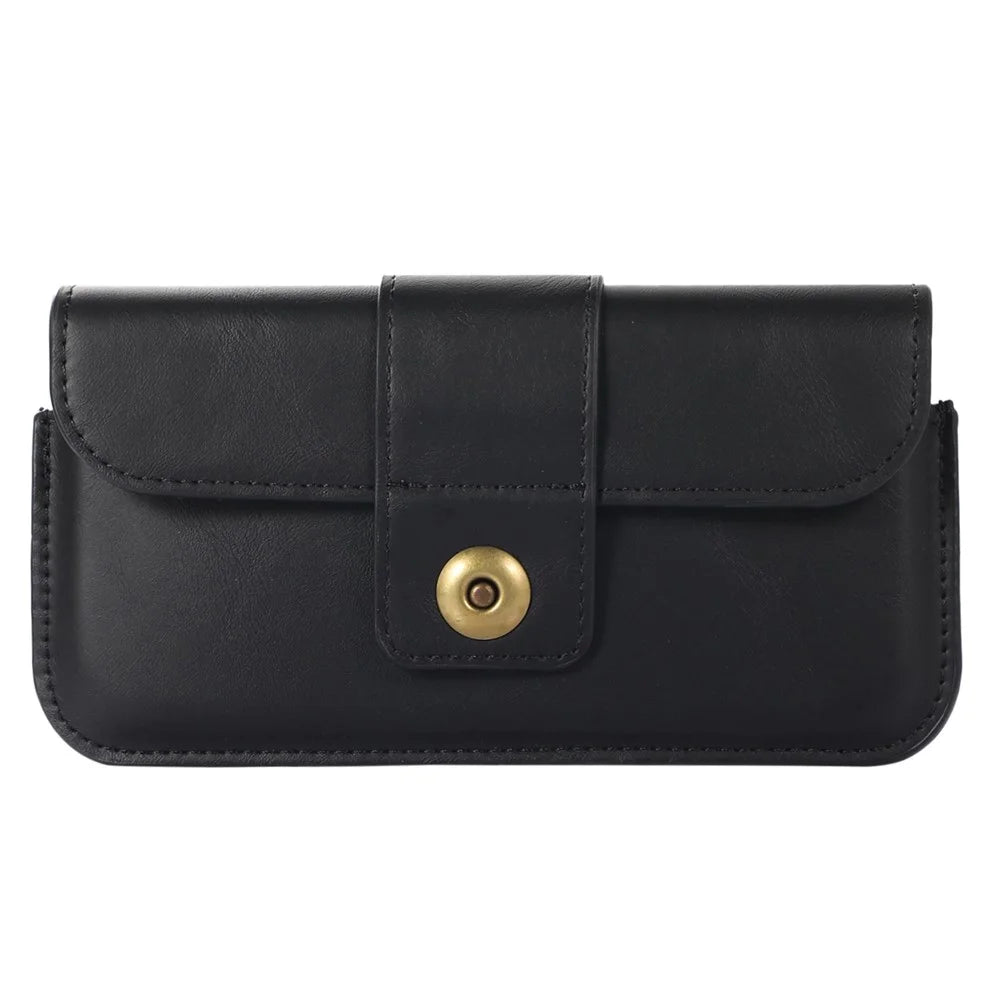 Anti-Scratch Waist Bag for 7.2-inch Mobile Phones Universal Crazy Horse Texture PU Leather Belt Phone Pouch - Black - 5