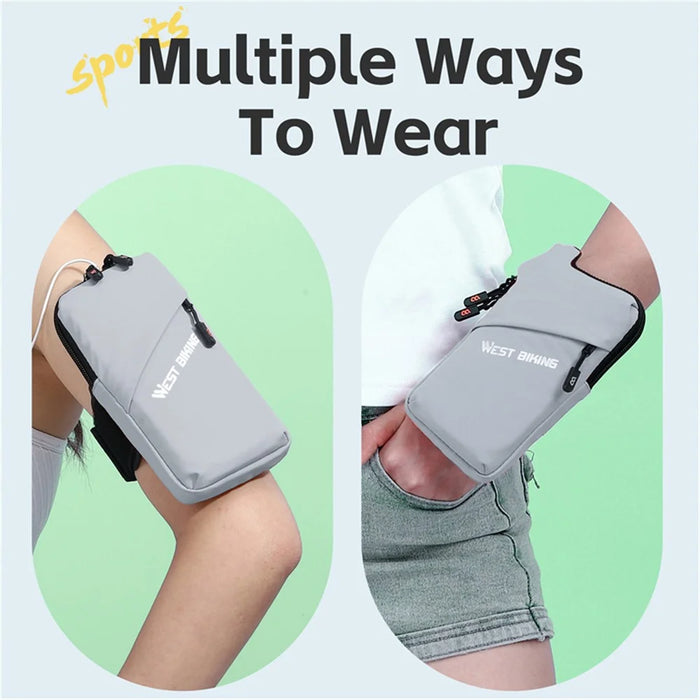 WEST BIKING YP0707365 Fitness Running Arm Bag Phone Storage Armband Bag - Grey - 6