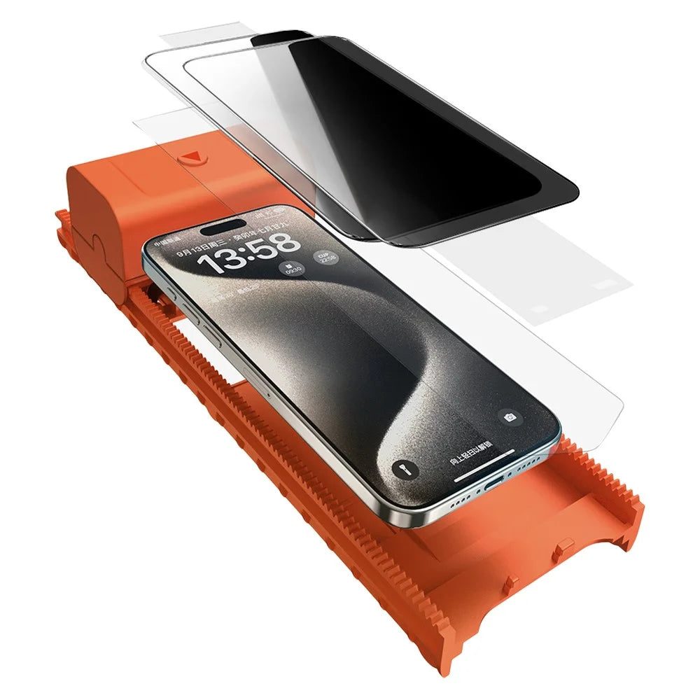 2Pcs For iPhone 13 Pro Max Anti-Spy Full Screen Protector with Automatic Dust Removal Tool - 1