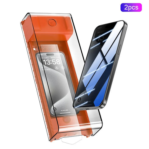 2Pcs For iPhone 14 Plus Screen Protector Electric Dust Removal Tempered Glass Film Film - 1