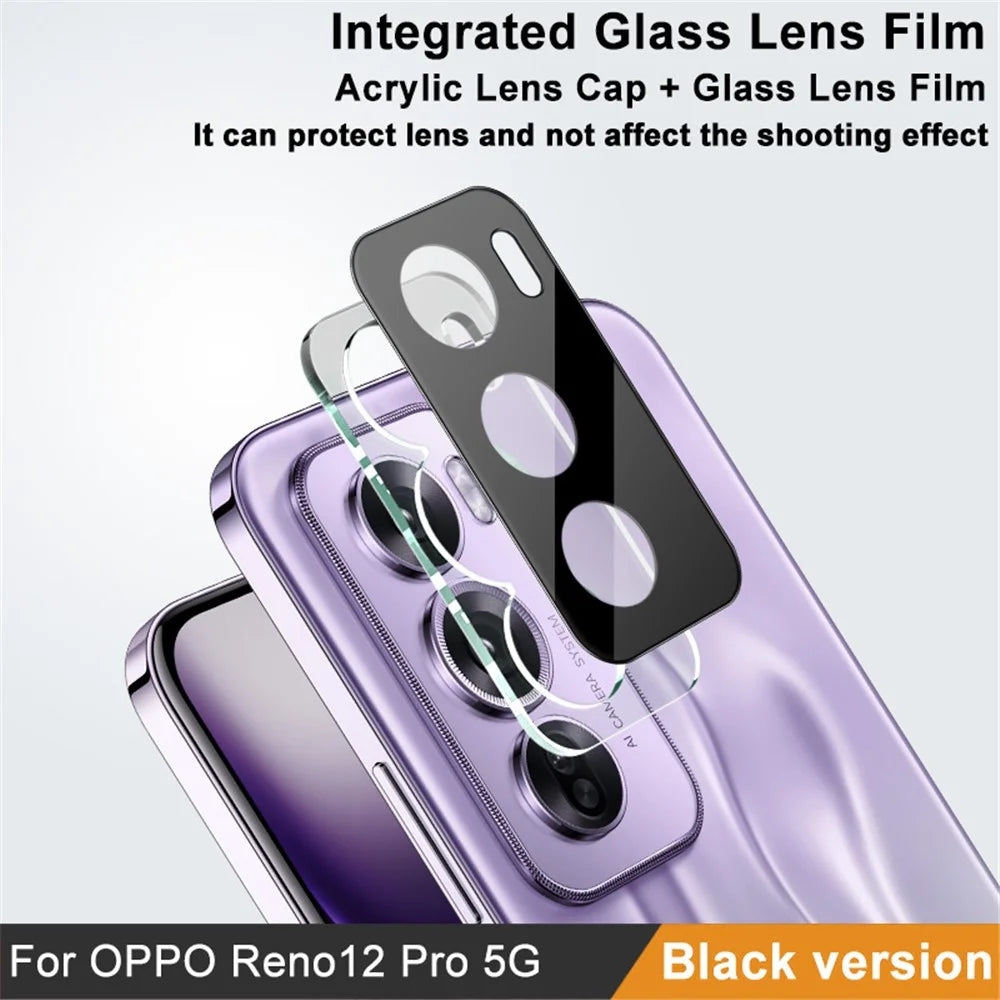 IMAK For Oppo Reno12 Pro 5G (Global) Camera Lens Protector+Acrylic Lens Cap Tempered Glass Film (Black Version) - 2