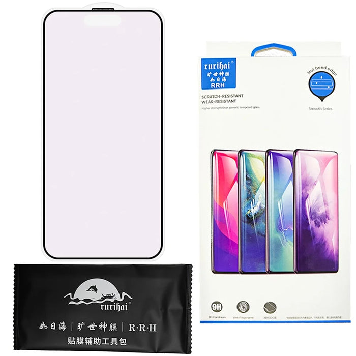 RURIHAI For iPhone 15 Pro Max Anti Purple Light Screen Protector Matte Full Glue Film - 5
