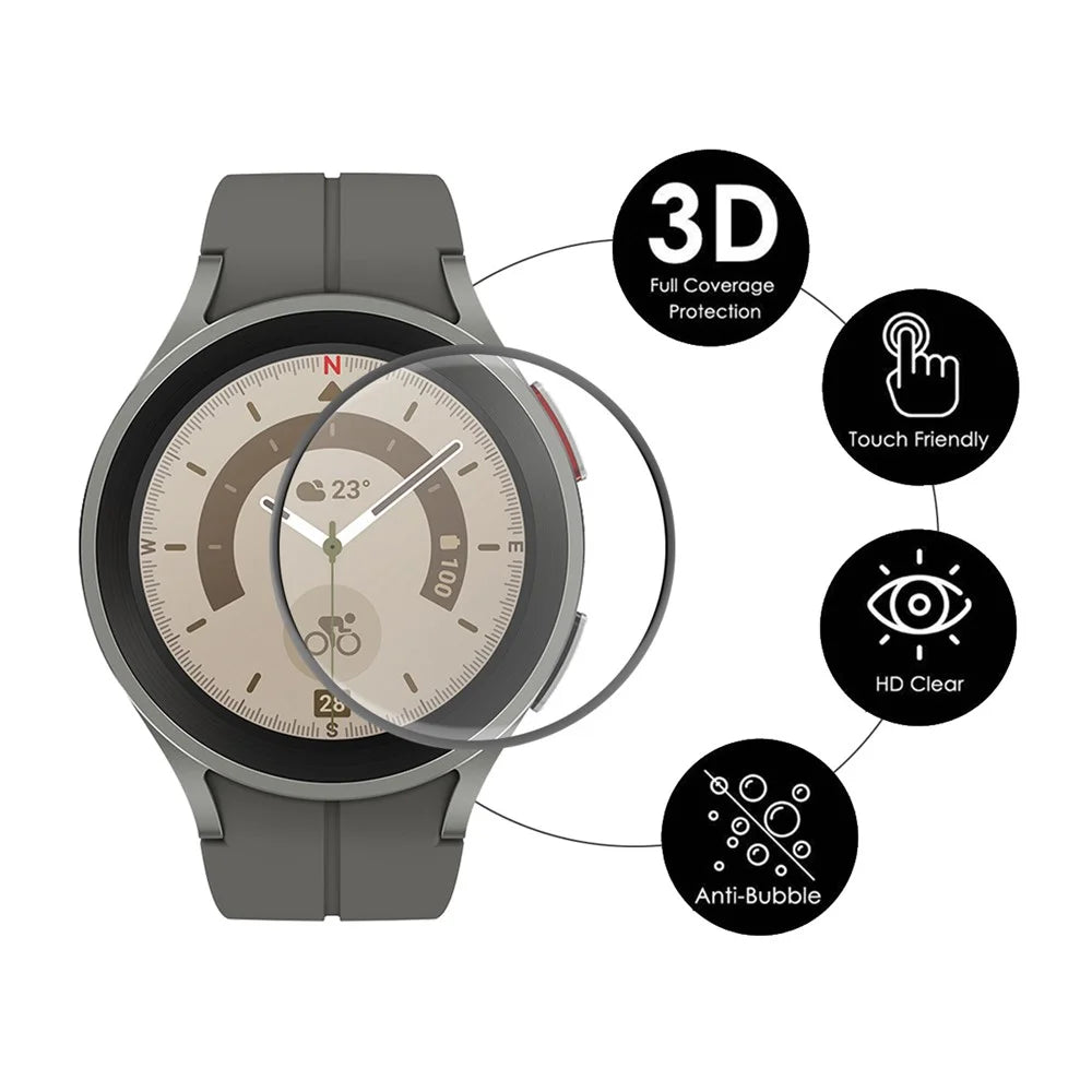 ENKAY HAT PRINCE Screen Protector for Samsung Galaxy Watch 5 Pro 45mm, Ultra Clear Full Cover 3D Curved Full Soft PC Edge + Anti-scratch PMMA Film - 2
