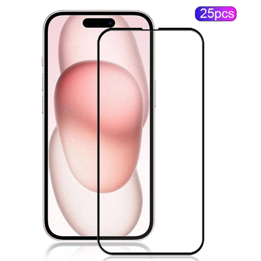 MOCOLO 25Pcs For iPhone 15 Plus Screen Protector HD Clarity Tempered Glass Film - Black - 1