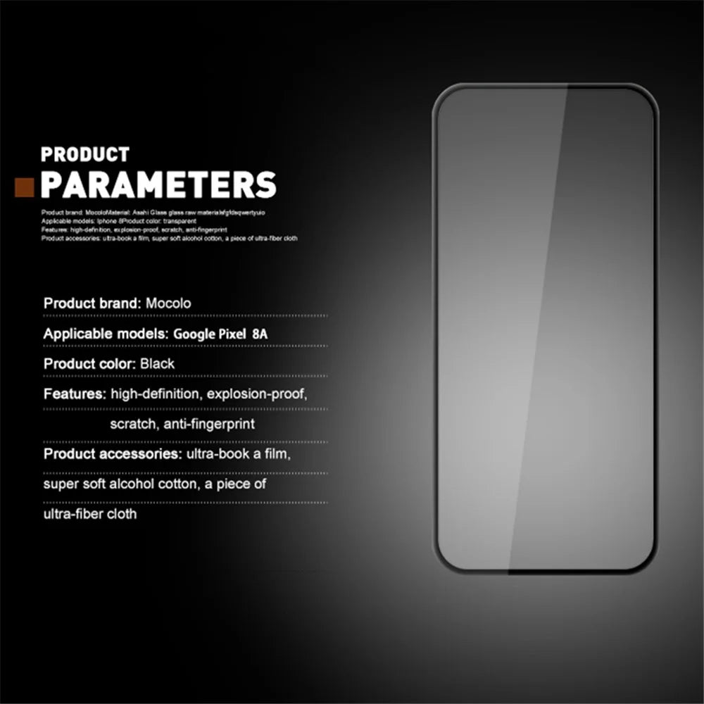 MOCOLO 25Pcs For Google Pixel 8a Screen Protector HD Silk Print Tempered Glass Film - Black - 3