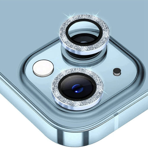 ENKAY HAT PRINCE Camera Lens Film for iPhone 14 6.1 inch / 14 Plus, 1 Set Glitter Decor Tempered Glass Aluminum Alloy Lens Protector - Baby Blue - 1