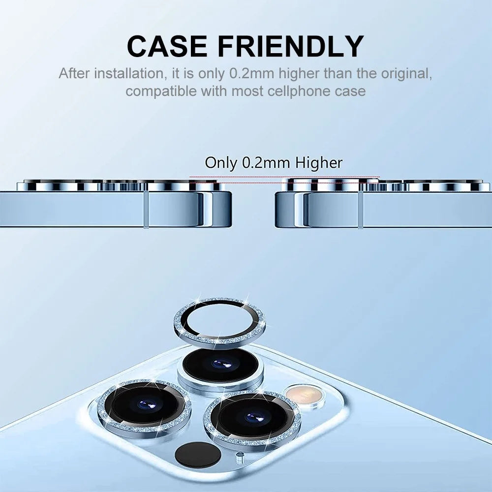 ENKAY HAT PRINCE Camera Lens Film for iPhone 14 6.1 inch / 14 Plus, 1 Set Glitter Decor Tempered Glass Aluminum Alloy Lens Protector - Baby Blue - 4